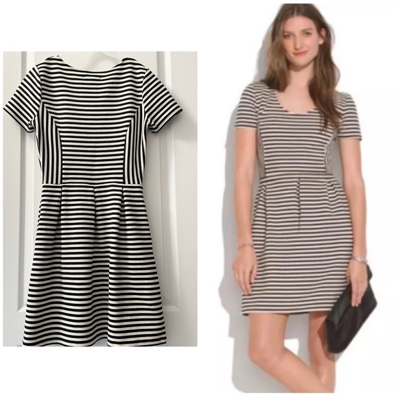 Madewell black and white striped short sleeve dress - Picture 1 of 7